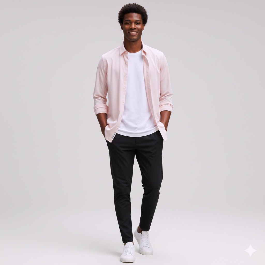 Fabletics Mens Long Sleeve Button Down Shirt Pink Athletic Performance Xl